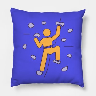 Figure Climbing Wall text design Pillow