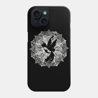 White Mandala Circle Hummingbird Phone Case