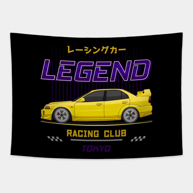 Tuner Yellow EVO V JDM Tapestry by GoldenTuners