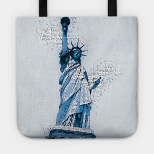 Statue of LIBERTY New York Monument Vintage Blue Art Style Tote