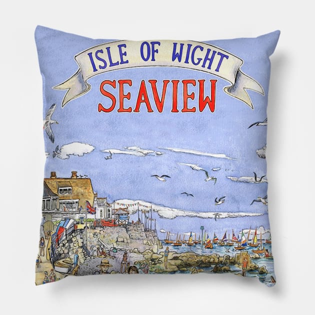 classic isle of wight travel art print Pillow by FauziKenceng