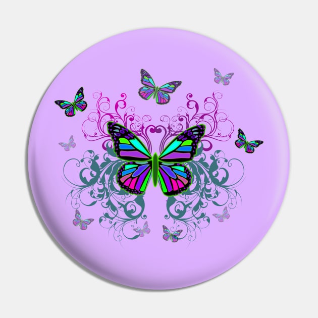 Bright Colorful Butterflies Pin by AlondraHanley