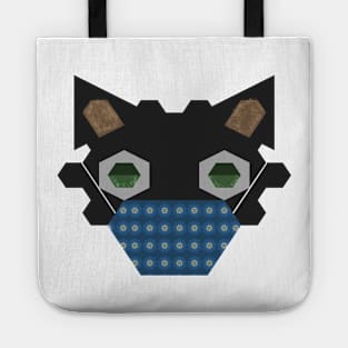 Black Cat Wearing Flowers Pattern with a blue background Mask Tote