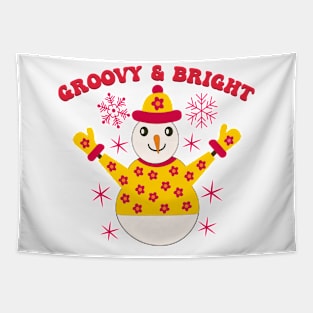 Groovy And Bright Christmas Snowman Tapestry