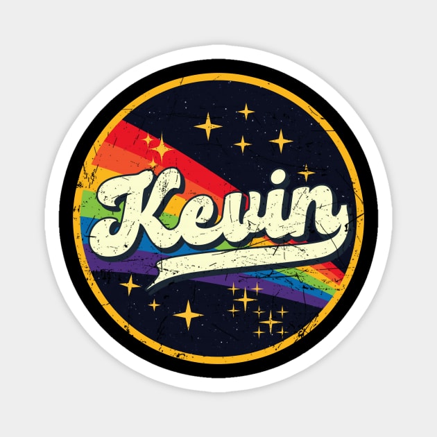 Kevin // Rainbow In Space Vintage Grunge-Style Magnet by LMW Art