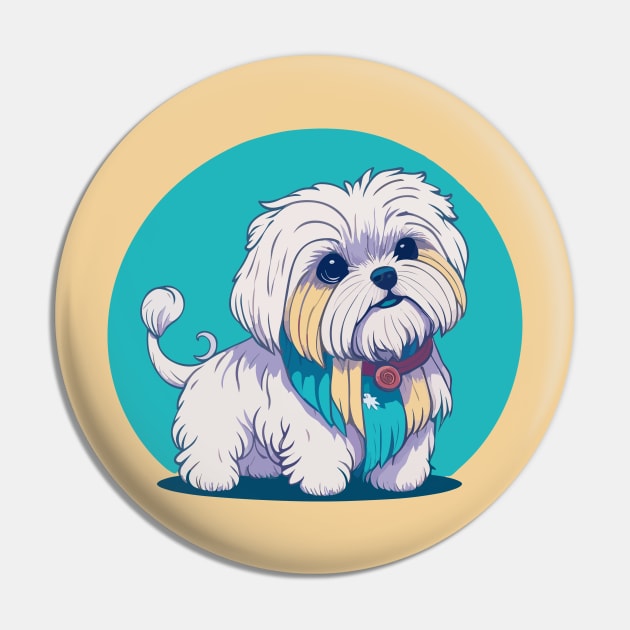 Maltese Dog Portrait Pin by SpriteGuy95