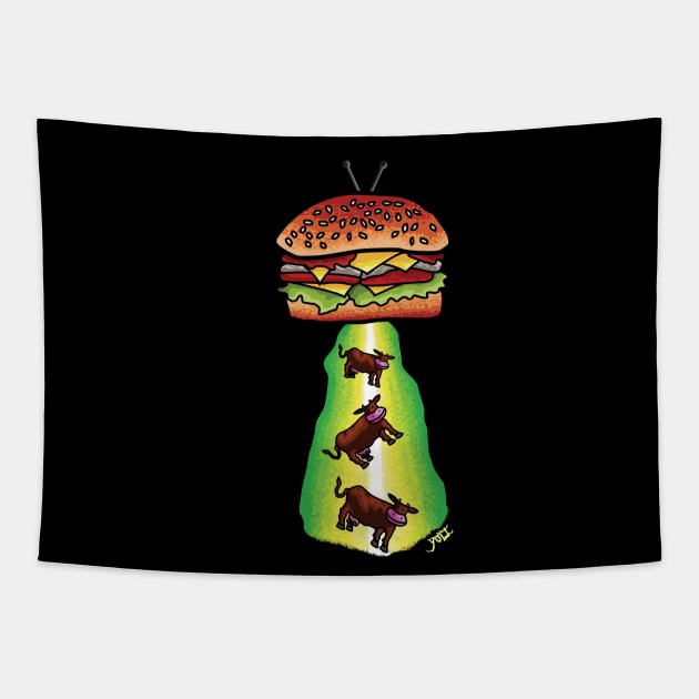 UFO Cow Abduction Tapestry by Predator