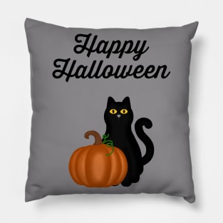 Happy Halloween Black Cat Pillow