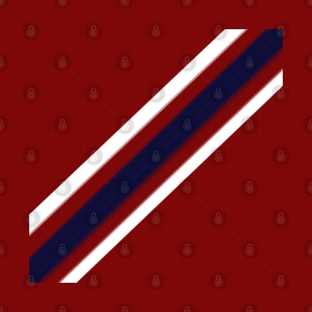 Hand-Drawn Navy & White Retro Diagonal Stripe Pattern On Red by Blue Moon Barn