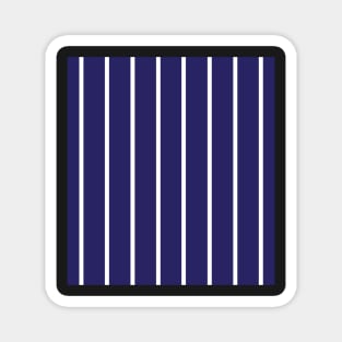 Narrow navy blue and white stripes 2 Magnet