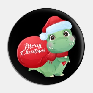 Cute Christmas T Rex Dinosaur With Santa Hat Pin