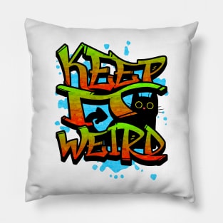 Keep It Weird Graff Cat Pillow