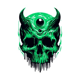 Green skull horror T-Shirt