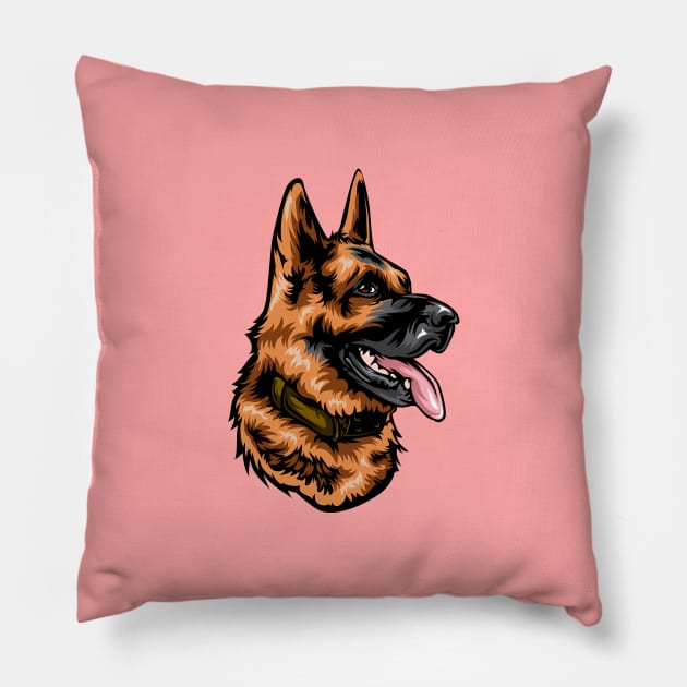 German Shepherd Portrait Drawing Pillow by IPRINT