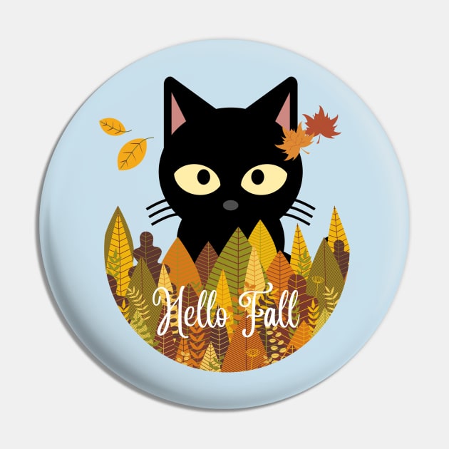Hello fall Black Cat Autumn Fall Halloween Thanksgiving and Fall Color Lovers Pin by BellaPixel