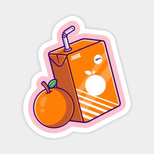 Orange Juice Box Cartoon Magnet
