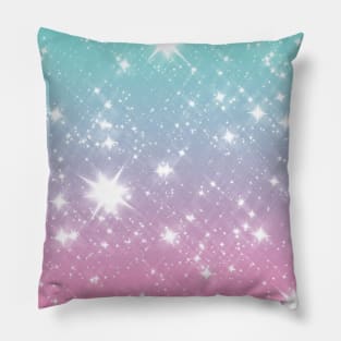 Pink Blue Ombre Sparkles Pillow