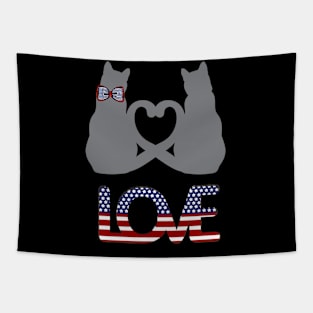 Two grey cats in love in american style Tapestry