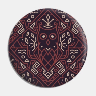 Beige Brown Aztec Pattern Indian Mexican Tribal Pin