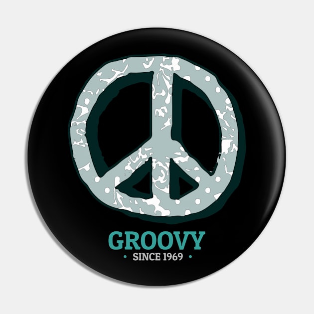 'Hippie Peace Sign Groovy Since 1969' Hippie Peace Gift Pin by ourwackyhome