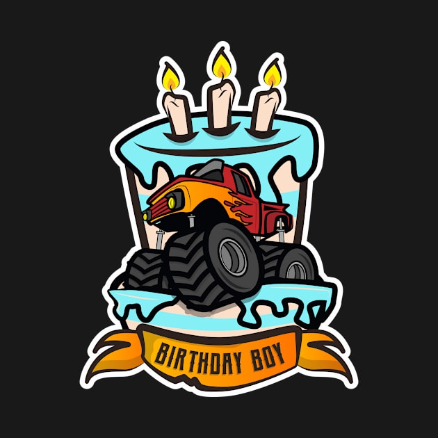 Birthday Boy Monster Truck Crushing Cake by LetsBeginDesigns
