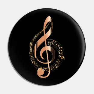 Golden Treble Clef With Music Notes background Pin