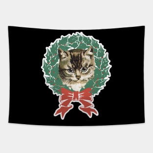 Christmas Cat face Tapestry