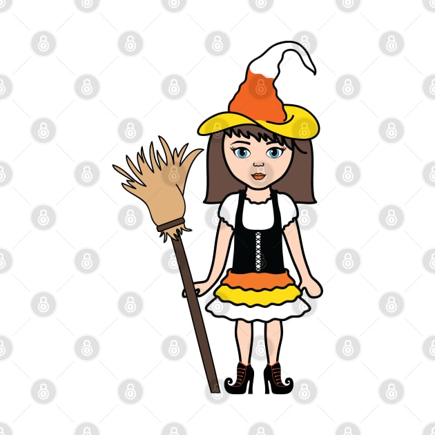 Candy Corn Witch Halloween Trick or Treat Sticker 1 by PLLDesigns