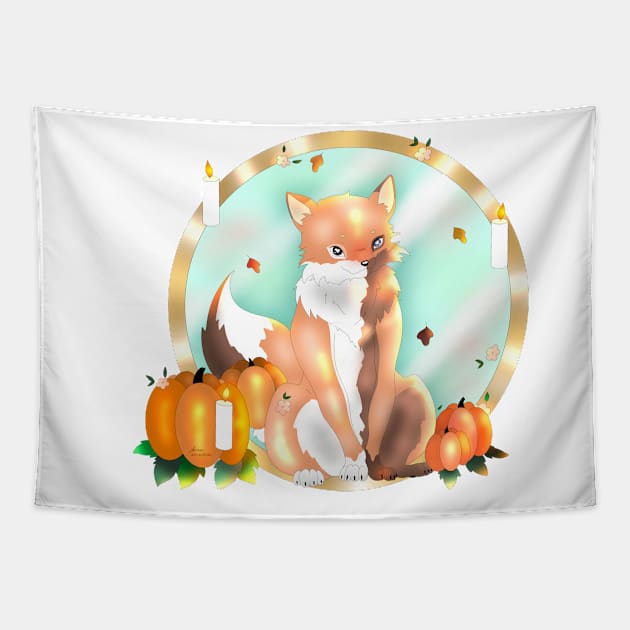 Fox and mirror Tapestry by XoXy24