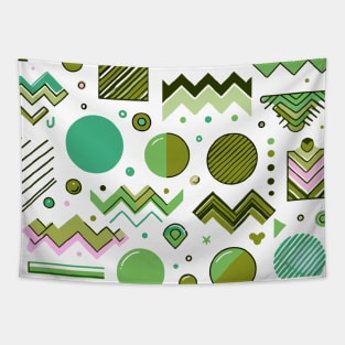 Pink Green 80s Retro Geometric Pattern Tapestry