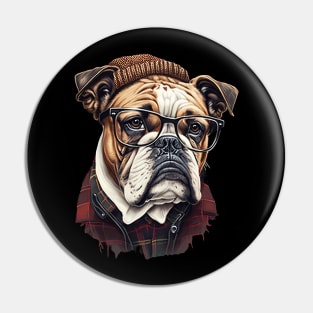 Hipster Bulldog Pin