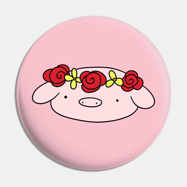 Flower Crown Pig Face Pin by saradaboru