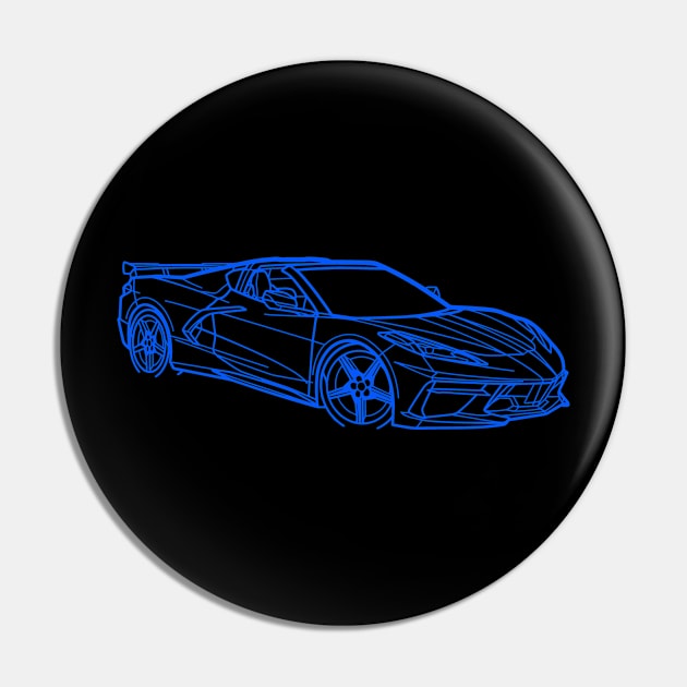 Blue C8 Corvette Racecar 3/4 view Silhouette Outline Blue Supercar Sports car Racing car Pin by Tees 4 Thee