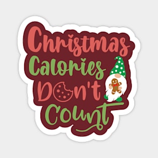 Christmas Calories Don't Count Gnome With Cookie Magnet