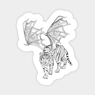 Fantastic warlike tiger with wings. Magnet