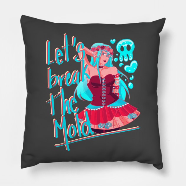 BREAK THE MOLD Pillow by Sagurin