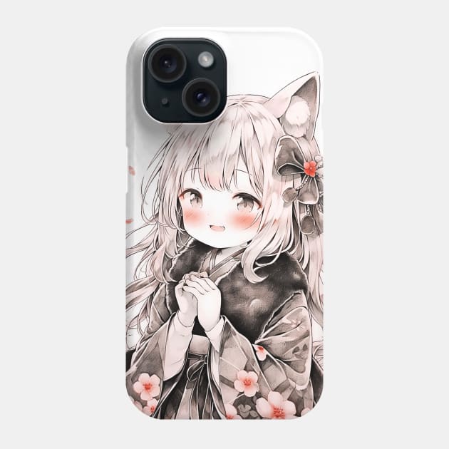 Cute Japanese Anime Girl Phone Case by Juka