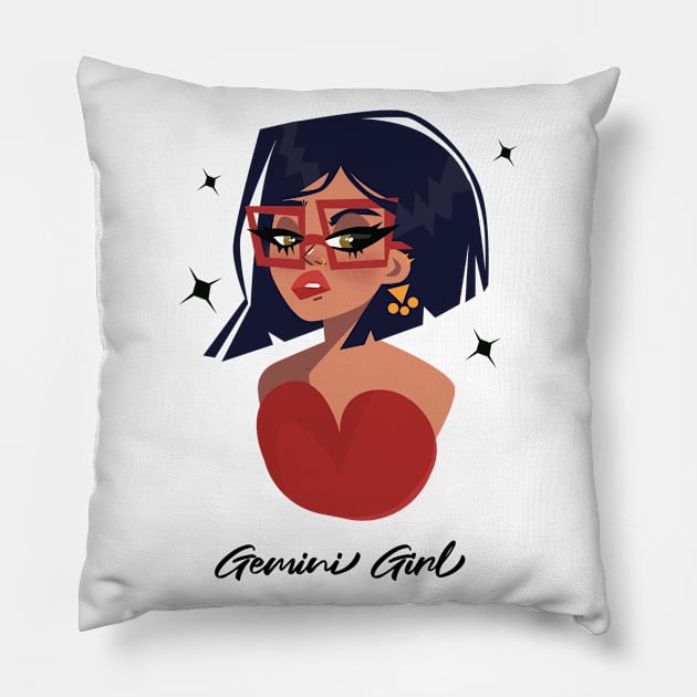 Gemini Girl Zodiac Sign Astrology Pillow by Science Puns