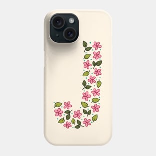 Floral Monogram Letter J Phone Case