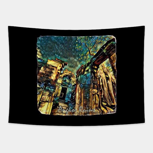 Angkor Ruins 1.1 Tapestry by Lees Tees