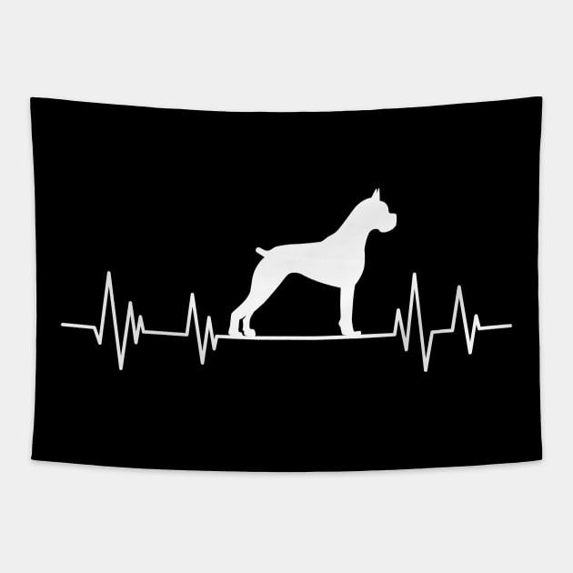 Boxer Heartbeat dog Heartbeat Boxer Silhouette Tapestry by mezy