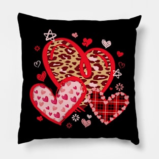 Leopard Heart - Buffalo Plaid Heart Valentine Day Pillow