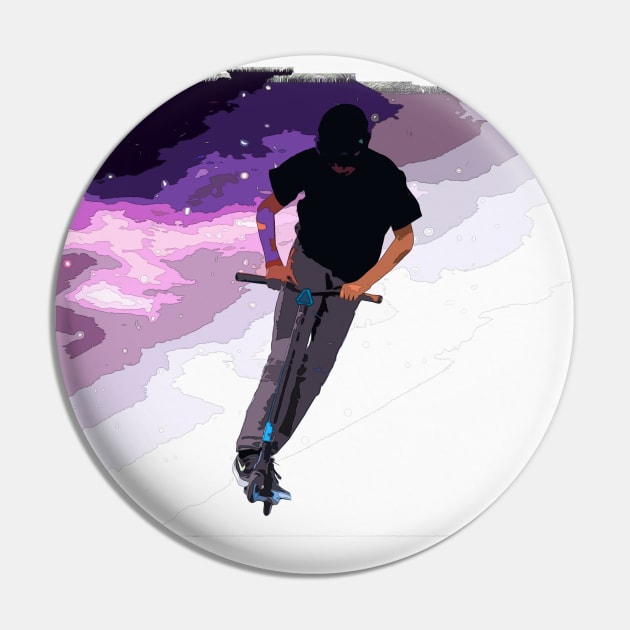 Scooting Through Space - Stunt Scooter Rider Pin by Highseller