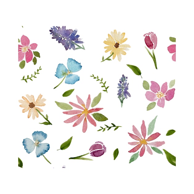 Pretty Floral Watercolour Pattern by nickyrollings