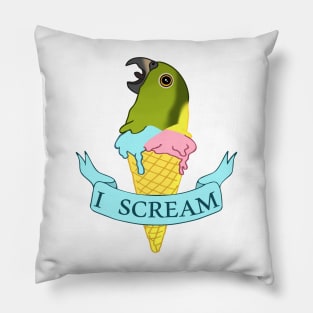 Ice Cream I Scream Yellow Naped Amazon Parrot Pillow