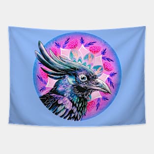 Raven with mandala Tapestry