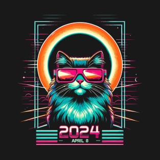 Cat in Eclipse Glasses Totality 2024 Total Solar Eclipse T-Shirt