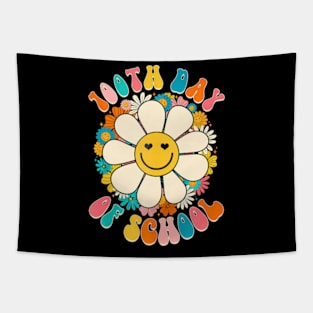 Groovy Happy 100Th Day Of School Smile Face Flower Kid Tapestry