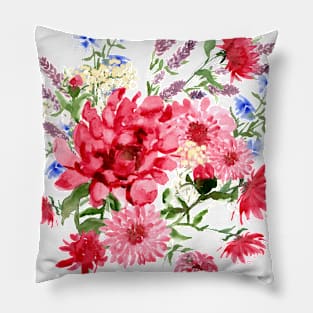 Attention Seeking Flowers Watercolour Painterly Floral Art Pillow