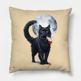 Purfect hunter in the Digital Edition, black Cat vs. Mouse, Humor, Cats, Technology, cats lovers design Pillow